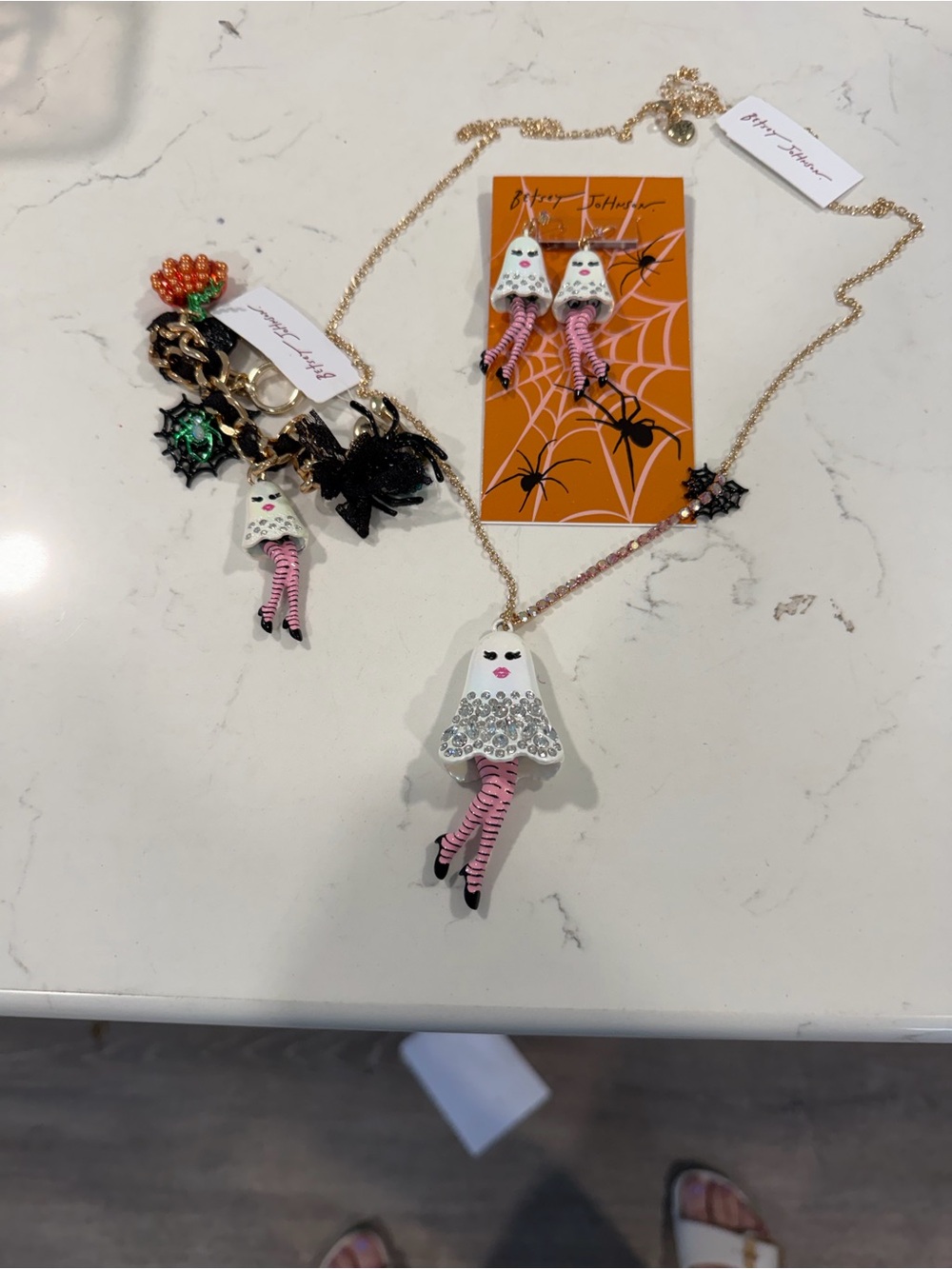 Betsey Johnson GHOST NECKLACE BRACELET EARRINGS